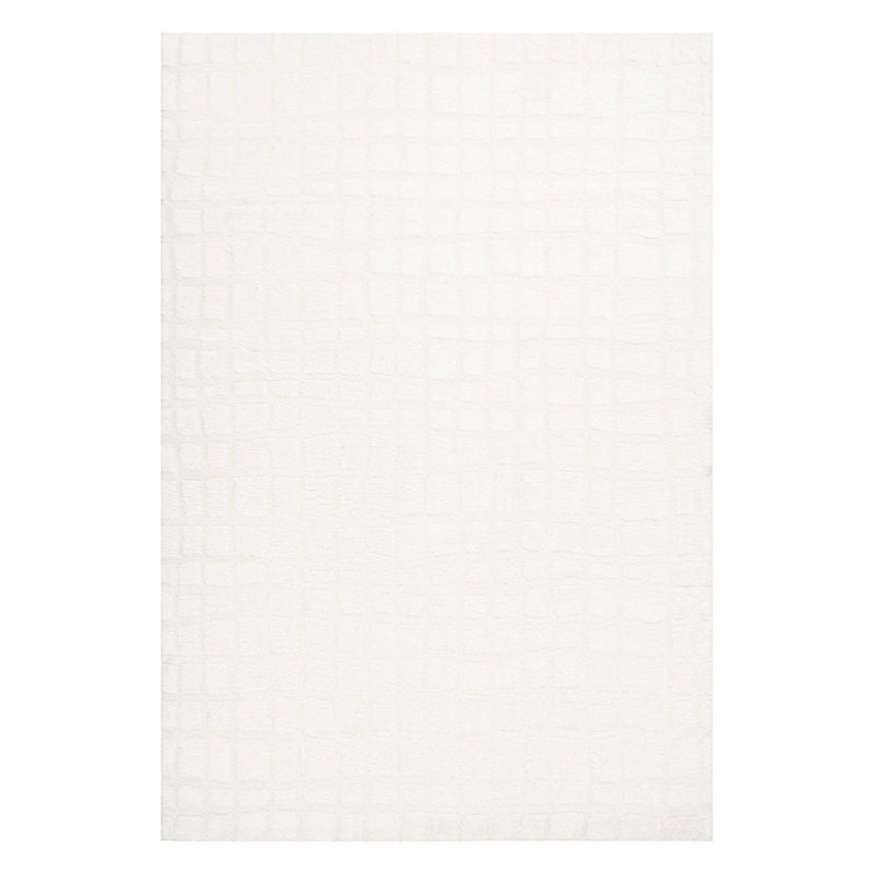Modern Abstract Checkered Area Rug, 5x7, Ivory