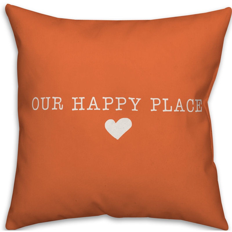 Textual Outdoor Throw Pillow, 20" H x 20" W, Orange