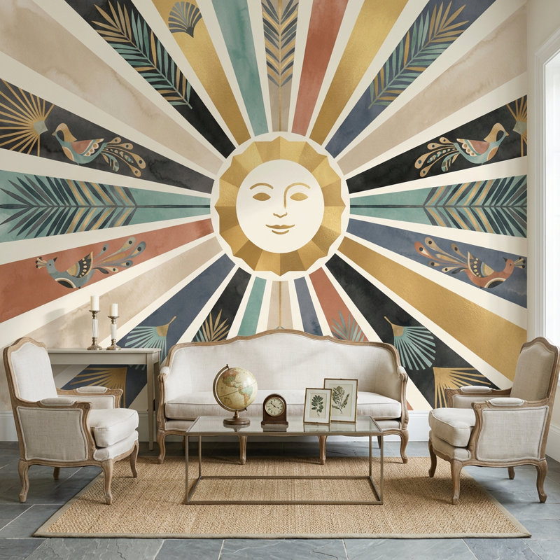 Décoration murale Sunburst, 100 po x 96 po, Non tissé