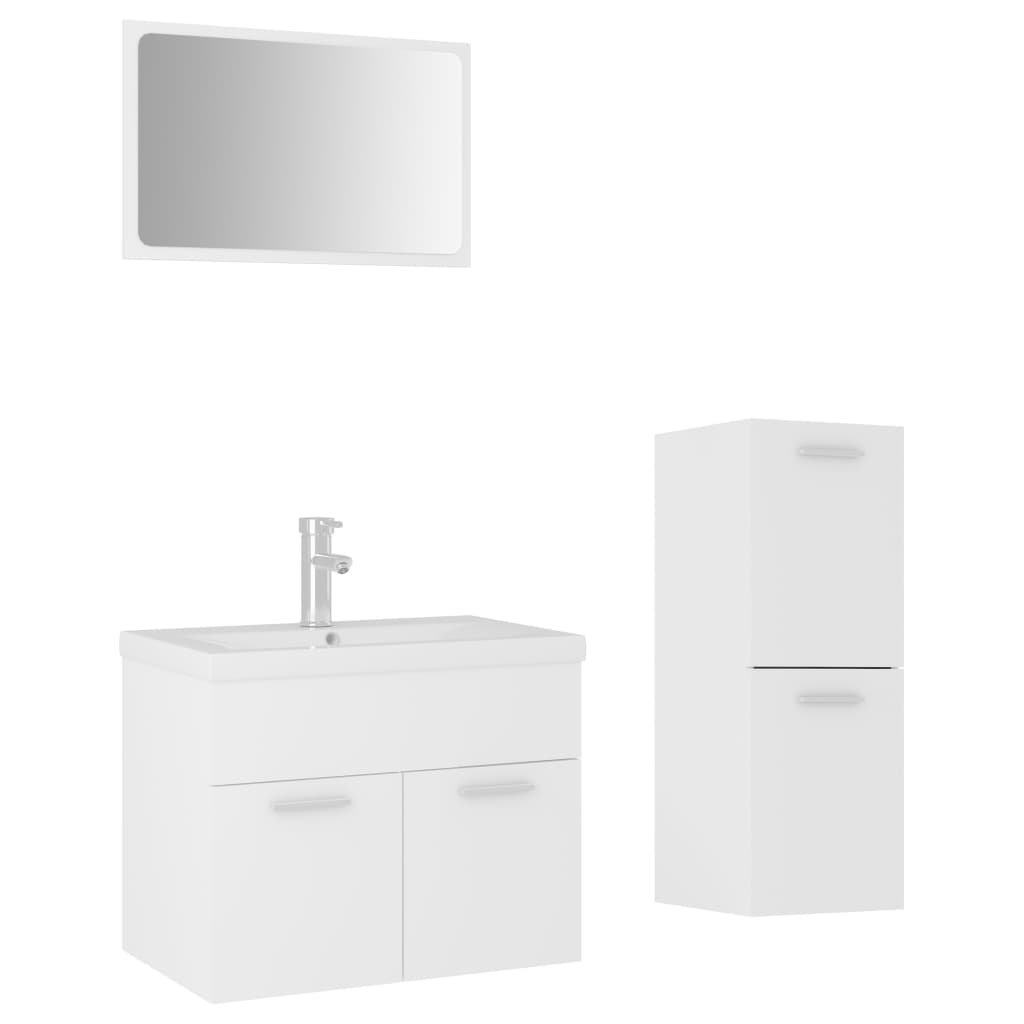 vidaXL Bathroom Furniture Set White Chipboard