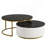Modern Round Nesting Coffee Table Fluted With Drawer In Black & Gold In 27.6"