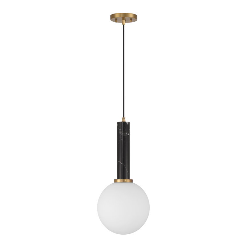 Hubbs à 1 lumière Callaway en marbre blanc avec laiton chaud, Blanc/laiton