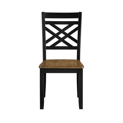 Ensemble de 2 chaises de salle à manger à 2 tons avec finition brun noir