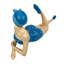 Figurine en résine peinte à la main, style pin-up rétro côtier, à pois bleu Égée, 33,7 cm de large