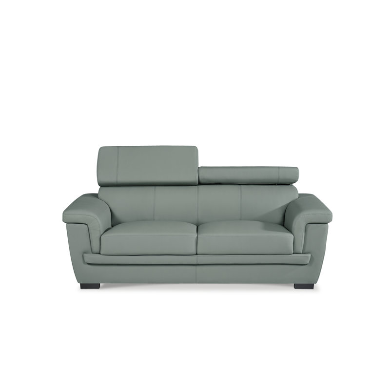 Syniya Sofa, Gray Genuine Leather, 2