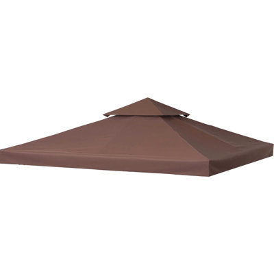 9.64' X Gazebo Canopy Replacement, 2 Sun Protection Top, , Coffee, Fits 01-0153 & 100100-076 Outdoor Models 9.8' Replacement Canopy, Cover, For Gazebos
