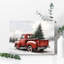 Camion rouge rétro avec thème de sapin de Noël, art mural non encadré, 20 x 16
