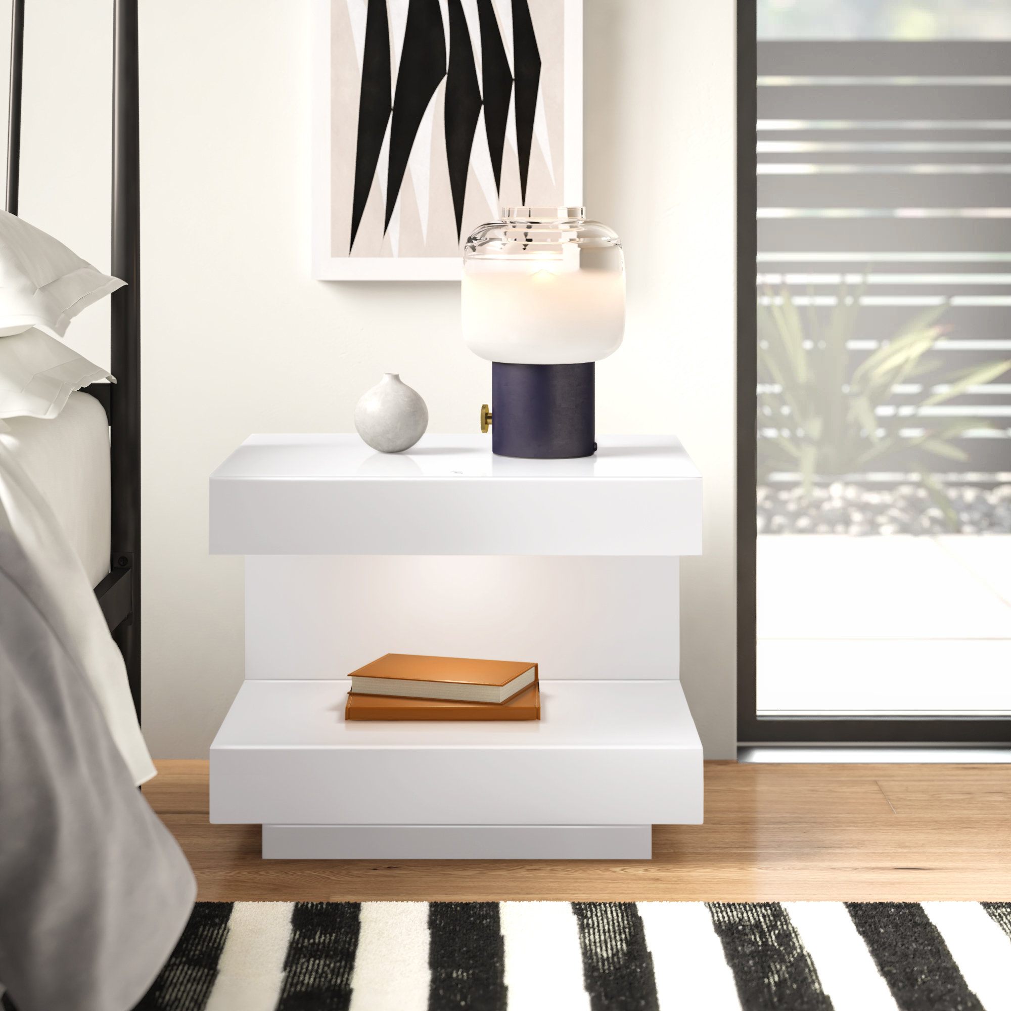 Stearns 1 - Drawer Nightstand, White Glossy