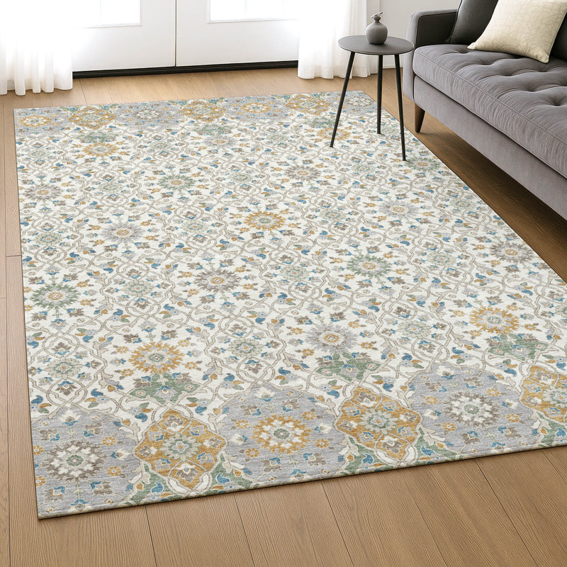 Premium Machine Washable Mayfield AMF2199 panel Rug, Ivory, 10' x 14'