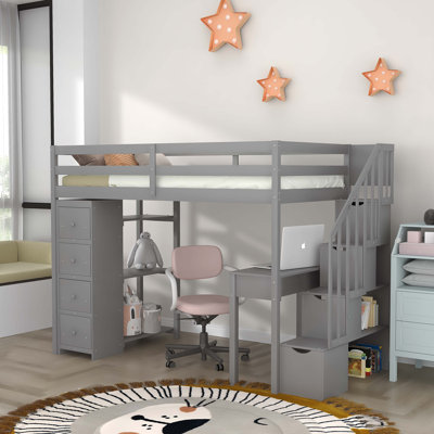 Lit mezzanine simple Putman avec bureau intégré