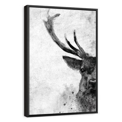 Visage de cerf noir et blanc