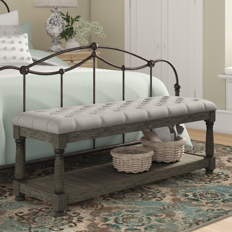 Banc de rangement rembourré avec tablettes Hetzel, Beige, 18.8" H x 48" W x 15.75"D