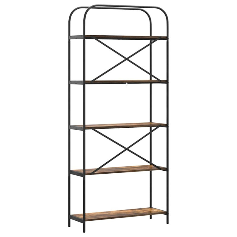 Bookshelf Engineered wood Modern Freestanding Bookshelves Organizer, (5 Shelves) 183cm. H x 80cm. W x 30cm. D, Smoked Oak