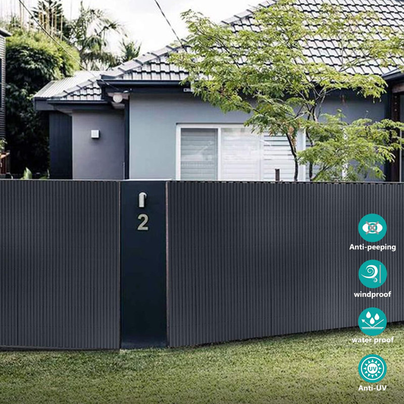 Annamary Black Polyethylene Plastic Yard/Privacy Fence, 47.24cm H x 196.85cm W x 0.55cm D