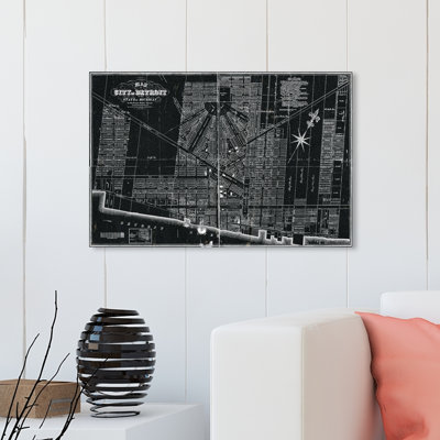 « détroit map 1835 », impression sur toile