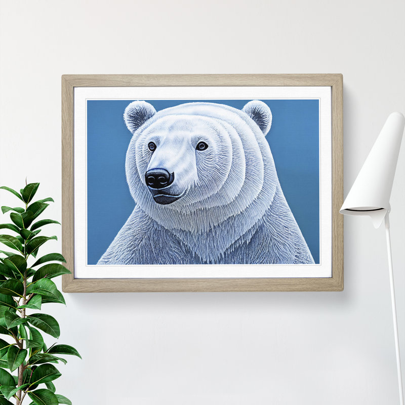Edgy Polar Bear - Single Picture Frame Print, 46cm H x 64cm W x 2cm D, Oak Frame