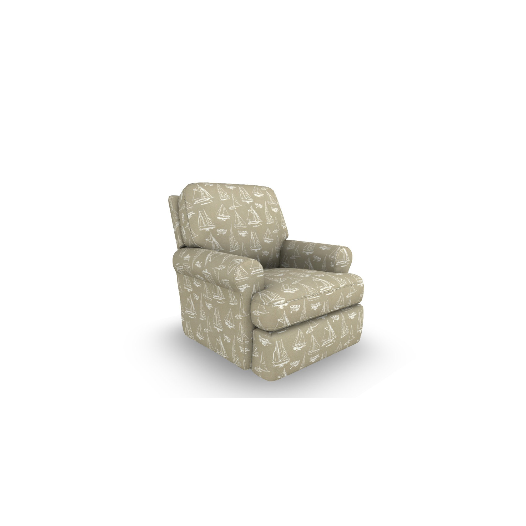 Aubry Upholstered Swivel Reclining Glider, Below Deck Linen Nautical Performance