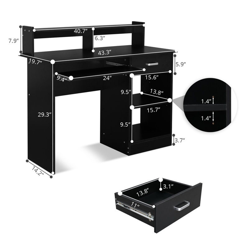 Bowdyn Computer Desk, Black
