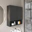 Armoire de salle de bain murale rayée avec portes, tablette et rangement ouvert pour salle de bain, cuisine, salle de lavage