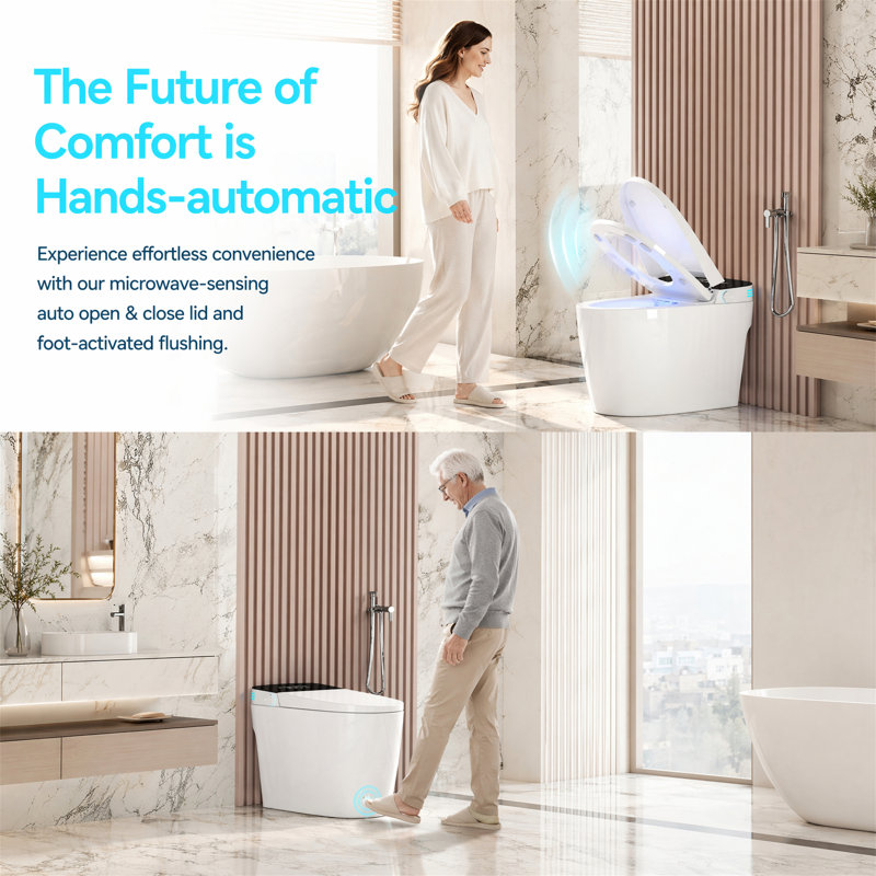 Smart Toilet with Auto Open/Close, Heated Seat, Warm Water Wash & Dry