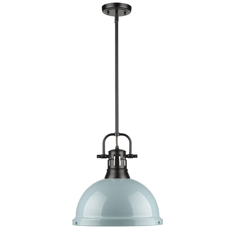 Luminaire suspendu dôme en acier à intensité variable 1 lumière Calico, Écume de mer, écume de mer, Noir mat