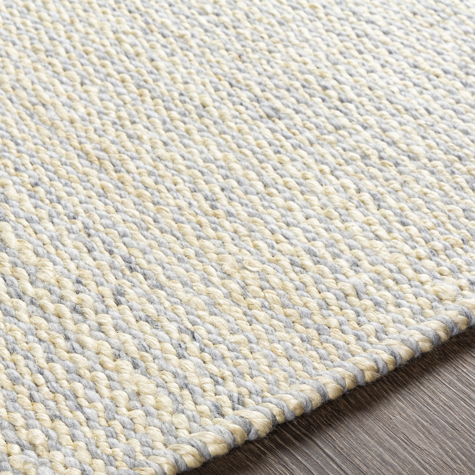 Blume Slate Pale Blue Hand-Woven Jute Rug, Rectangle 5' x 7'6"