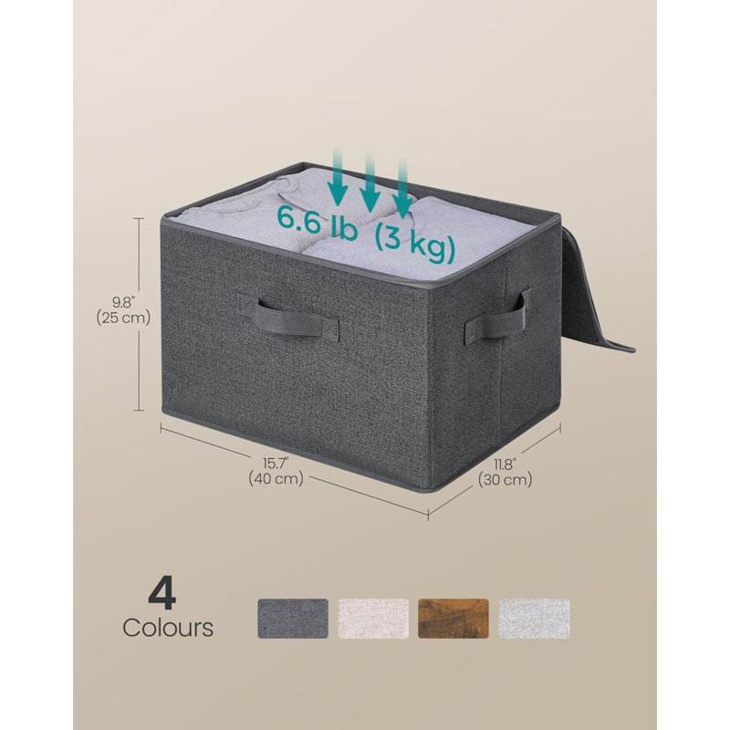 Foldable Storage Organiser Boxes, Set Of 6 Storage Basket Bins With Lids, Handles, Clothes Organiser, 40 X 30 X 25 Cm, Non-Woven Fabric