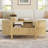 47.2'' Oval Coffee Table With Storage, Fluted Accent Center Table With Draw And Sliding Tambour Doors-1925512535