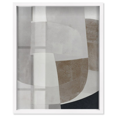 Shades of Grey III Shadowbox Print Abstract Wall Decor by Art Remedy, White Frame, 20 x 24