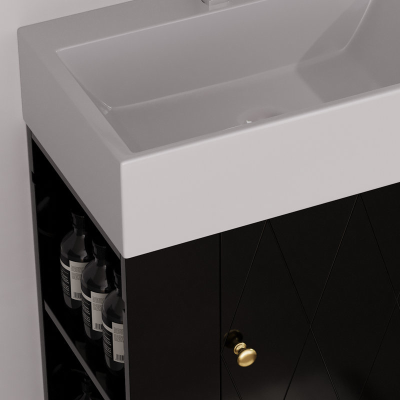 Meuble-lavabo simple, Noir