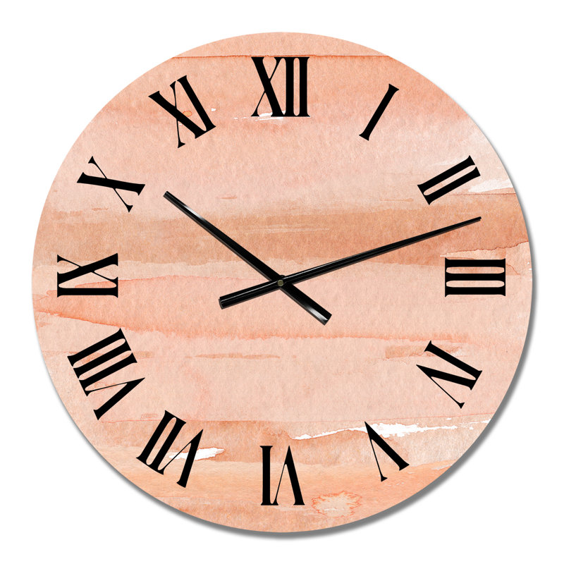 Impression abstraite rose et orange - Horloge murale moderne, Moyen