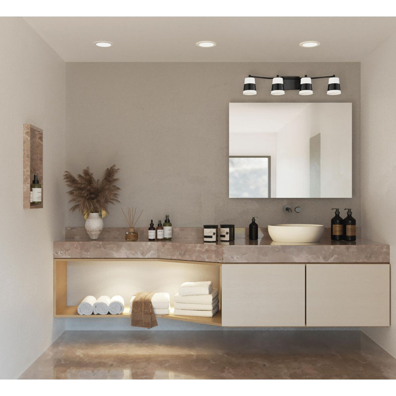 Haven 4 - Light Dimmable Vanity Light, Matte Black/White, Matte Black