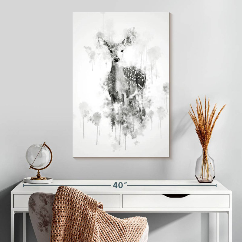 Cerf Brampt noir et blanc, H 30 po x l 20 po