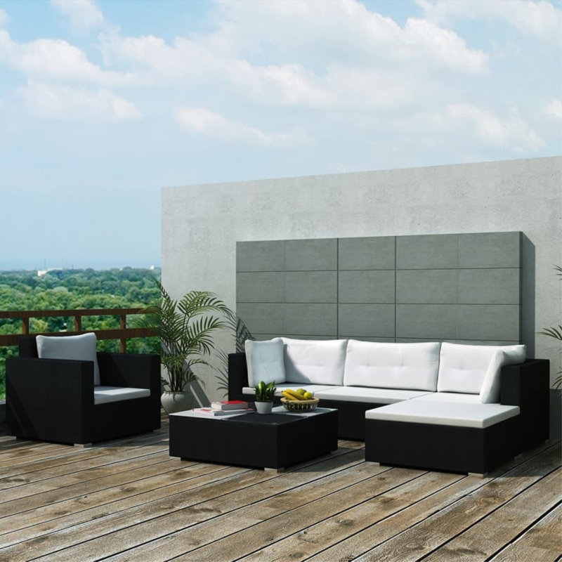 Rosenbaum Sofa Seating Group with Cushions, Cream White, Black