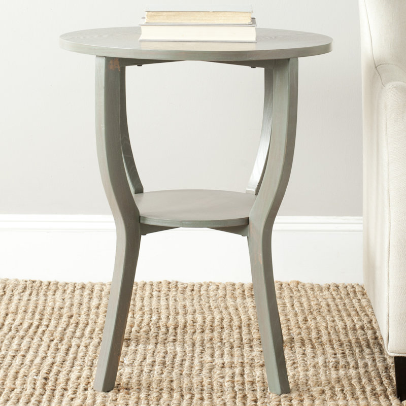 Table de bout en bois massif avec rangement Applonia, Gris français