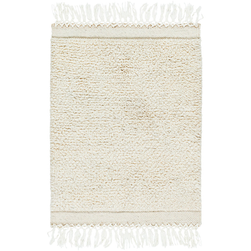 Mabel Hand Tufted Wool Area Rug in Tan, Rectangle 2' x 3'