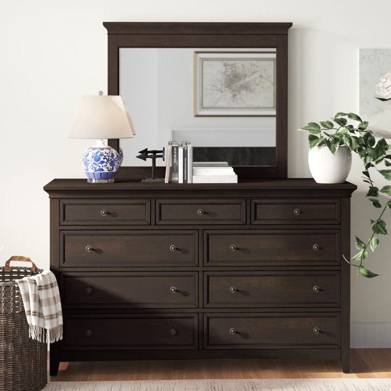 Kingery 66" W 9-Drawer Dresser , Black
