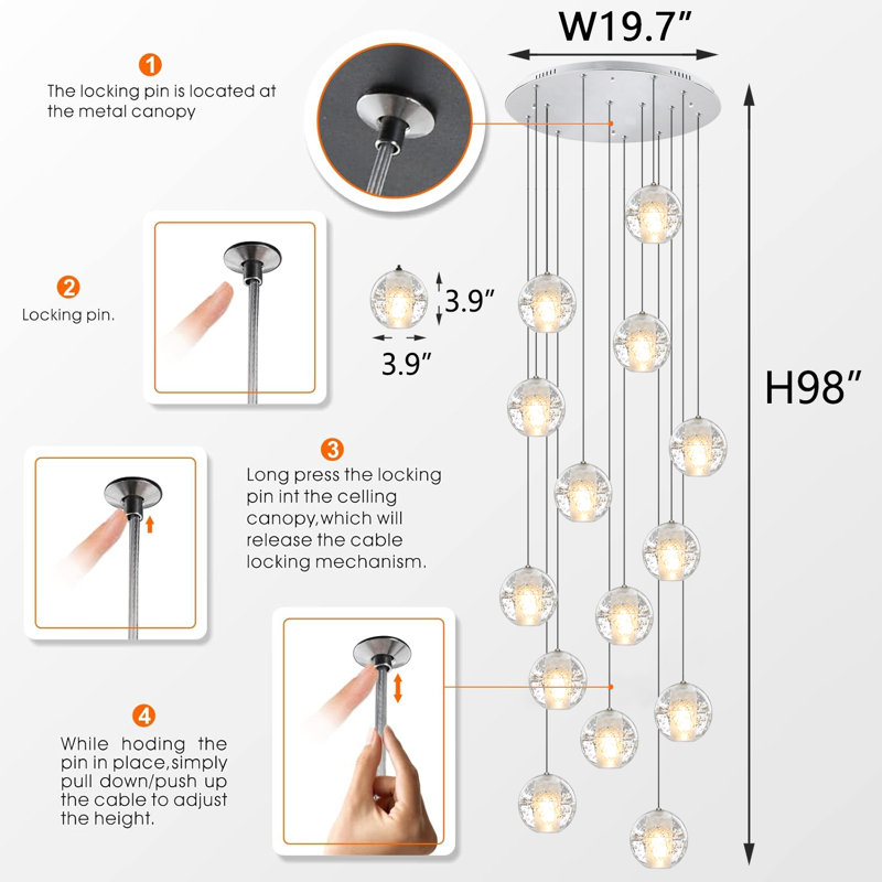 Hurleigh 14 - Light Globe Chandelier, Chrome