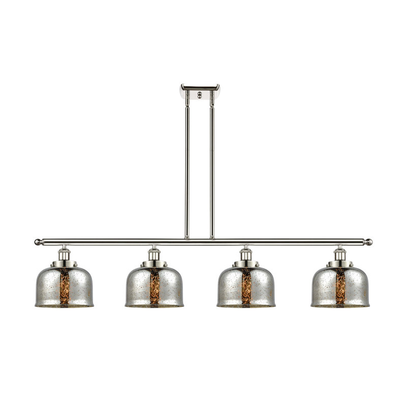 Luminaire suspendu linéaire à 4 lumières pour îlot de cuisine Haruki, Ampoule non incluse, Nickel poli