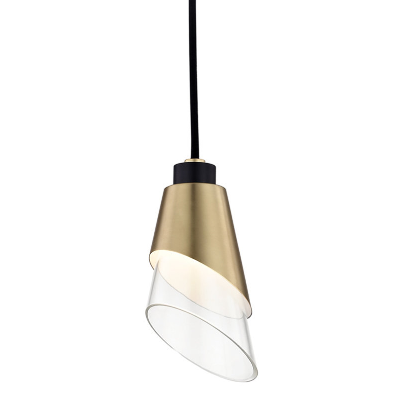 Luminaire suspendu conique à 1 lumière Angie, Laiton vieilli