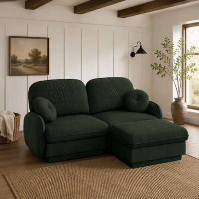105-Inch Oversize Chenille L-Shaped Sofa with Deep Seat, Movable Ottoman, Quilted Back Cushions, Recessed Legs, and Modular Flexibility for Living Rooms.