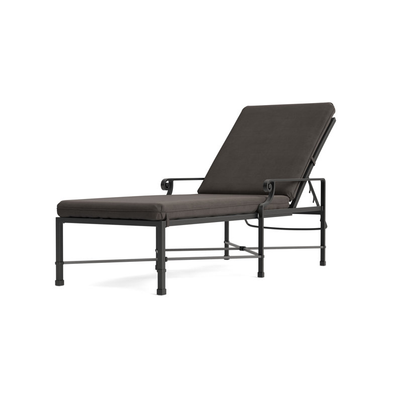 Venetian Outdoor Chaise Lounge, Textured Pewter, Fusion Charcoal