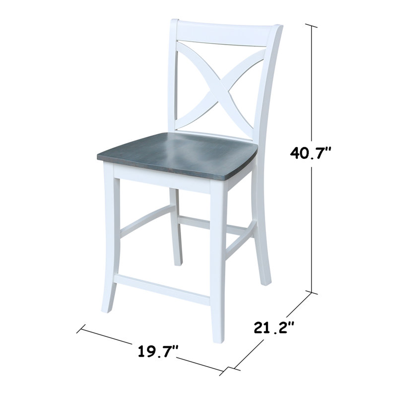 Tabouret Ludivine, Gris chiné / Blanc, Tabouret de comptoir (siège d'une hauteur de 24 p
