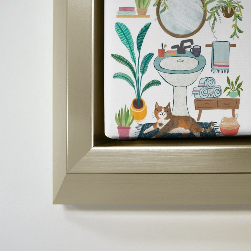 "Urban Jungle Bath I" par Mary Urban - Impression sur toile, H 34 po x l 44 po, Champagne
