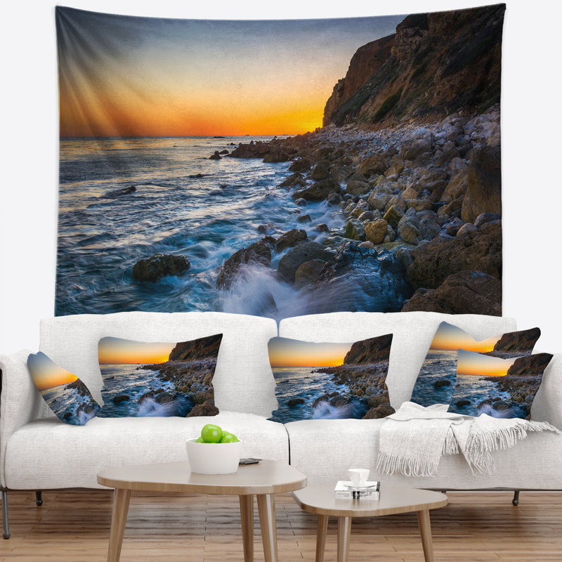 Tapisserie «Seascape Crashing Waves at Pelican Cove», H 50 po x l 60 po