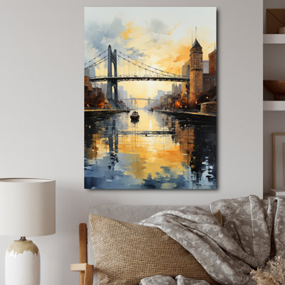 " USA City of Bridges Architectural View II " Mixed Media and Color Photography Print