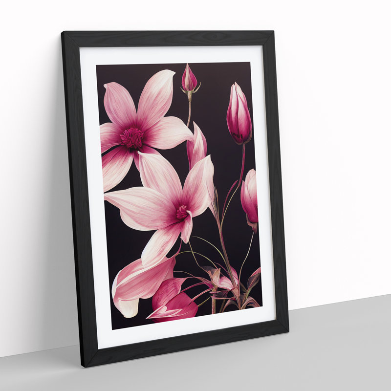 The Enigmatic Flowers - Single Picture Frame Print, 64cm H x 46cm W x 2cm D, Black