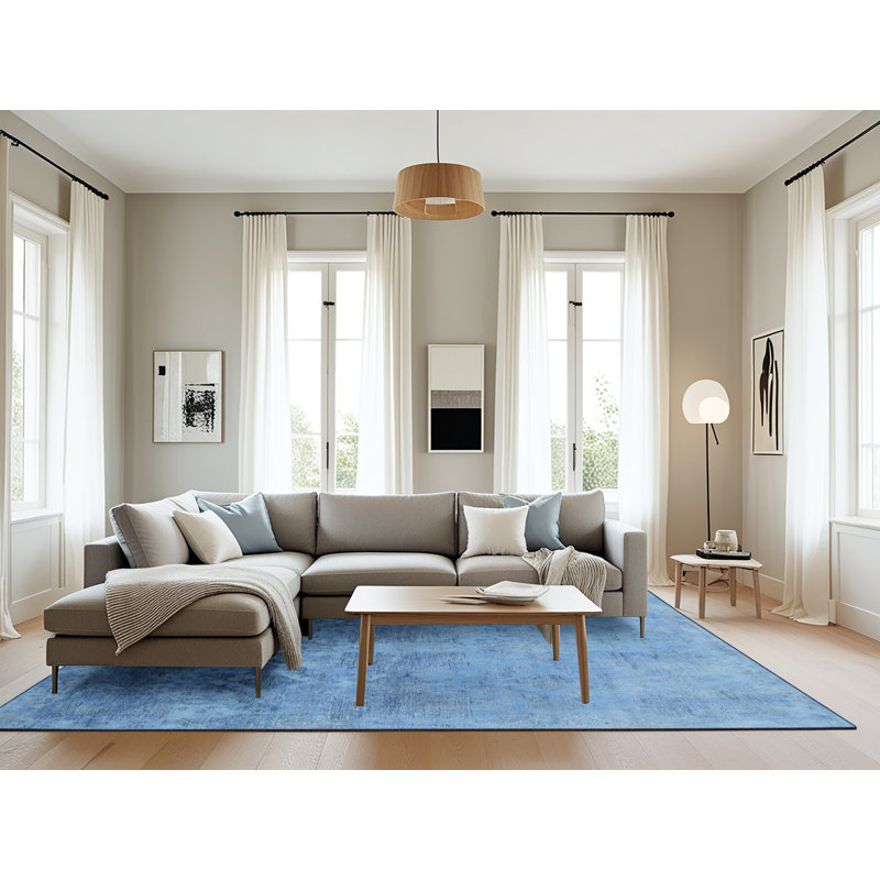 Tapis bleu abstrait Boothwyn, Rectangle 8 pi x 10 pi