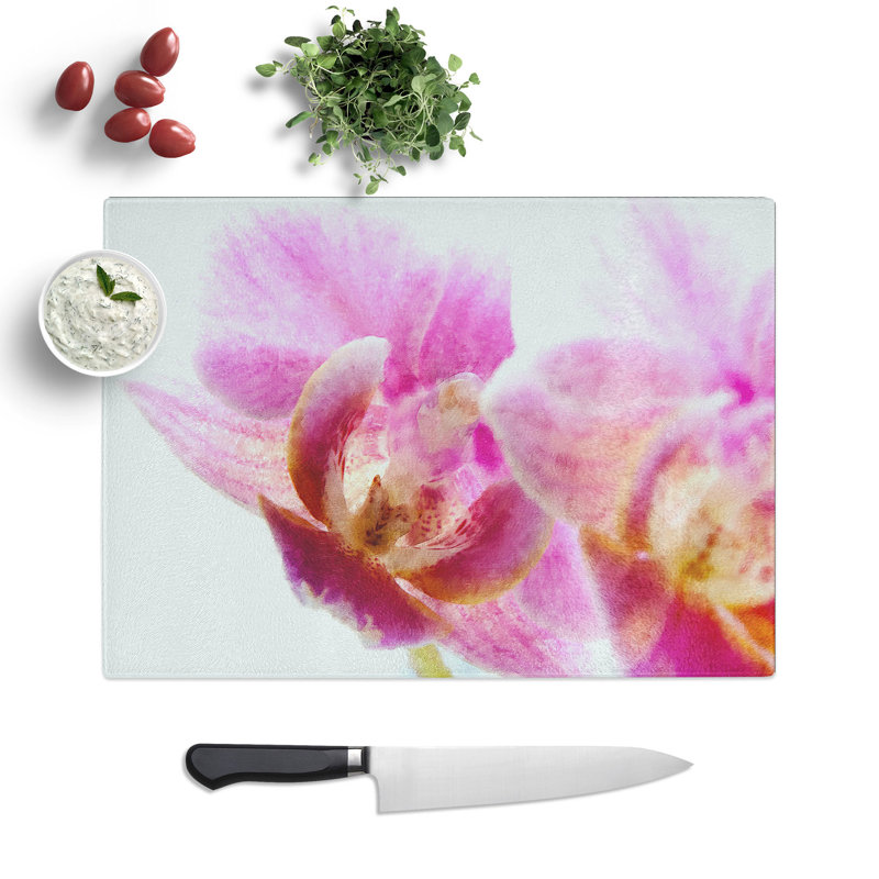 Tempered Glass a Flower Painting Chopping Board, 28.5 cm x 39 cm