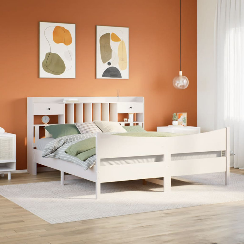 Reidsville Solid Wood Bed, White, 180cm W x 200cm D